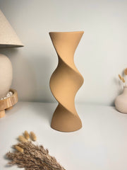 Modern Twisted Vase 16" - Coffee Brown