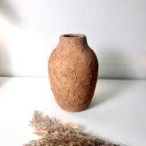 Rustic Ceramic Vase Textured Handcrafted 10" tall - Terracotta Brown