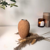 Rustic Ceramic Small Vase Textured Handcrafted 7" tall - Terracotta Brown
