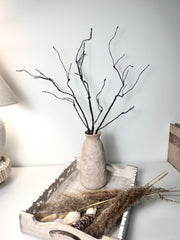 Rustic Ceramic Vase Textured Hand-Painted 9" tall - Light Beige Wash