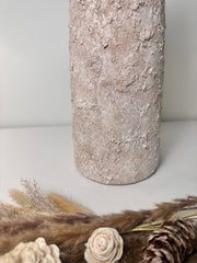 Rustic Ceramic Jar Vase Textured Handcrafted 15" tall - Light Beige Wash