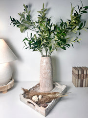 Rustic Ceramic Jar Vase Textured Handcrafted 15" tall - Light Beige Wash