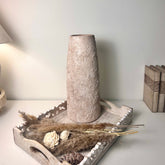 Rustic Ceramic Jar Vase Textured Handcrafted 15" tall - Light Beige Wash