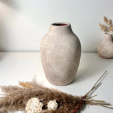 Minimalist Hand-painted Ceramic Decorative Vase 10" - Beige wash
