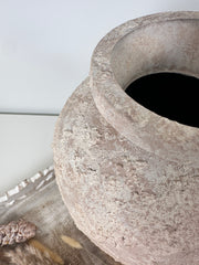 Rustic Italian Style Midcentury Large Textured Vase with a Classical Unshaped Form 12" tall - Beige wash