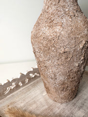Rustic Hand-Painted Textured Wood Vase 12.5" tall - Earth Brown