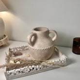Greco Roman Style Hand-painted Ceramic Decorative Vase 9" - Light Beige wash