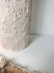 Minimalist Hand-painted Metal Textured Decorative Floor Vase 30" - Cream wash
