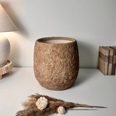 12.5" Tall Minimalist Hand-Painted & Textured Planter Pot with Drainage Hole - Espresso Brown wash