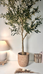 Minimalist Hand-Painted & Textured Planter Pot 11" tall with drainage hole - Espresso Brown wash