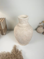 Handmade Light Beige Washed Ceramic Vase 12.5" tall