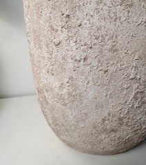 11" tall Minimalist Hand-Painted & Textured Planter Pot with drainage hole - Cream Sand wash