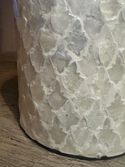 Modern Mosaic Pearl White Decorative Vase, Textured Glass Design, 12.5"