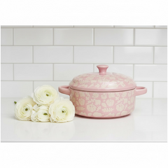 Pink Covered Brie Mini Baker (Stoneware) with Spreader (Stainless Steel & Wood Handle 6.5 inch)