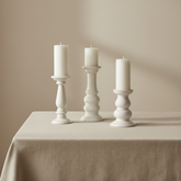 Set of 3 // Modern Ceramic White Candle Holders (tall 7", medium 6", small 5")