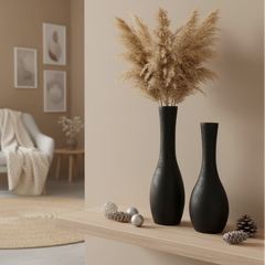 Modern Black Paulownia Wood Vase