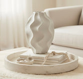 Minimalist Ceramic Sculpture Vase White 14"