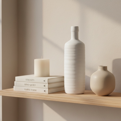 Minimalist Ceramic Bottle Vase 13" White