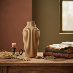 Modern Ceramic Vase with Stripes 13" tall