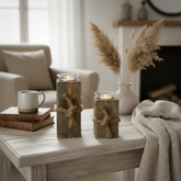 Set of 2 Rustic Farmhouse Handcrafted Candle Holders 4“ and 6” tall