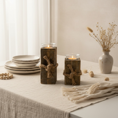 Set of 2 Rustic Farmhouse Handcrafted Candle Holders 4“ and 6” tall