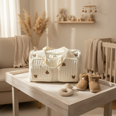 Duffel Bag for Baby Essentials - cream with bear print