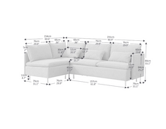 Modular L-shaped Corner sofa, Left Hand Facing Sectional Couch - Grey Cotton Linen