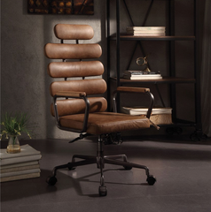 Retro Executive Office Chair, Top Grain Leather - Brown