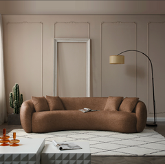 102'' 5-Seater Boucle Sofa Modern Sectional Half Moon Leisure Couch Curved Sofa - Teddy Fleece Brown