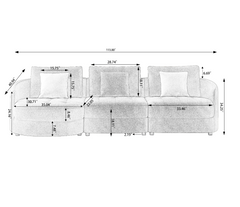 113"Teddy Fabric Sofa, Mid Century Modern L-shape Couch with Support Pillow - Left Beige