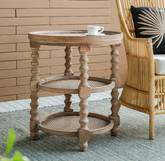 D23.5x25" Round 3-Tiered Side Tabel, Natural End Tabel - Brown