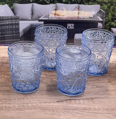 Paisley Acrylic Glasses Drinking Set of 4 DOF (13oz), Plastic Drinking Glasses, BPA Free Cocktail Glasses, Drinkware Set, Drinking Water Glasses