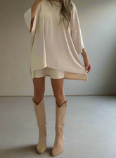 Women's Clothing Fashion Solid Color Loose T-shirt Tight Shorts Set