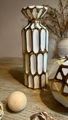 Set of 2 - Candle Holder White and Gold 11" with Ball Gold and White 5.5"