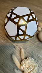 Set of 2 - Candle Holder White and Gold 11" with Ball Gold and White 5.5"