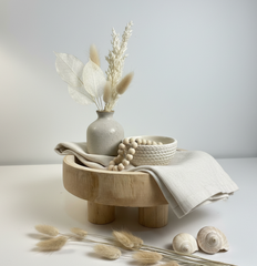 Boho Minimalist Rustic Paulownia Wood - Beige