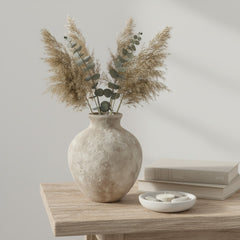 Minimalist Crater Moon Ceramic Vase 7.5" tall - Beige washed