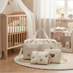 Set of 3 (DUFFEL BAG + POUCH 1 BAG + POUCH FULL BEARS) - BABY BAG ESSENTIALS