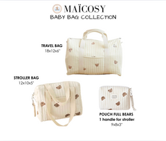 Set of 3 (TRAVEL BAG + STROLLER BAG + STROLLER POUCH FULL BEARS ) - BABY BAG ESSENTIALS