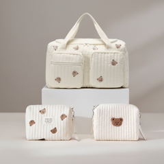 Set of 3 (DUFFEL BAG + POUCH 1 BAG + POUCH FULL BEARS) - BABY BAG ESSENTIALS