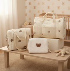 Set of 3 Cozy Baby Bag Travel Diaper Stroller Organizer - Bear print