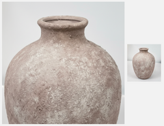 Minimalist Hand-Painted Textured Ceramic Vase 10" tall - Beige Washed