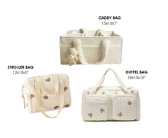 Set of 3 Stroller Bag, Duffel Bag and Caddy Diaper Bag for Baby Essentials - Cream