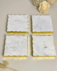 Elegant White Marble and Gold Coasters - Set of 4