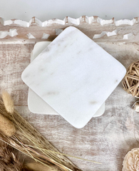Set of 4 Luxury Marble White Coasters