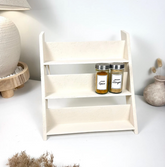 Minimalist Textured Kitchen Spice Wood Stand Rack (can fit 18 spice jars) - Cream