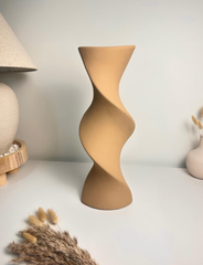 Modern Twisted Vase 16" - Coffee Brown