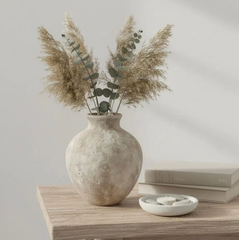 Minimalist Crater Moon Ceramic Vase 7.5" tall - Beige wash