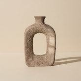 Rustic Hand-Painted Textured Small Vase 9.5" tall - Earth Brown