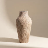 Rustic Textured Hand-Painted Ceramic Vase 13" tall - Light Earth Brown